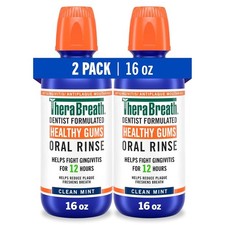 TheraBreath Healthy Gums Oral Rinse Clean Mint, 16oz - 2 Pack - 33.8 Oz
