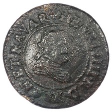 Frankreich - Henri IV - denier tournois 1608 D Lyon Kupfer - Dy.1274 Gad.532