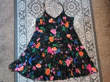 Old Navy Whimsical Dark Floral Cami Skater Dress XXL Bird Butterfly Artsy