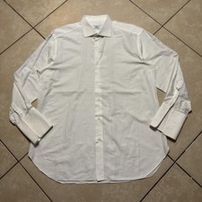 Brioni For Neiman Marcus Dress Shirt Mens 17 Large White Stripe French Cuff
