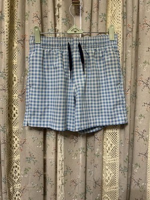 Southern Tide Boys Blue White Gingham Swim Trunks Medium 8-10 Lined Preppy