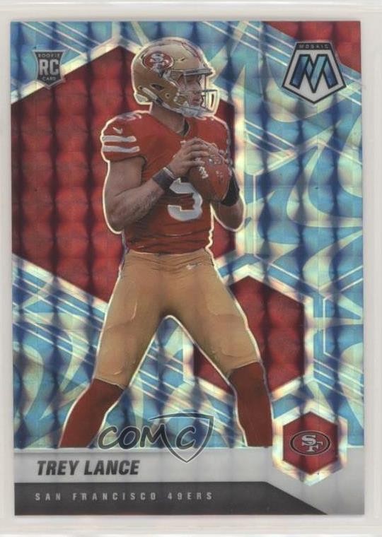 2021 Panini Mosaic Rookies Reactive Blue Prizm Trey Lance #303 Rookie RC 5xl