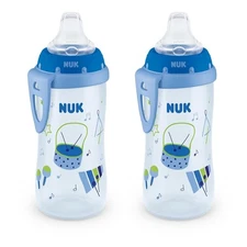 NUK Active Sippy Cup 10 oz 2 Pack 8+ Months Blue 10 Ounce (Pack of 2), 