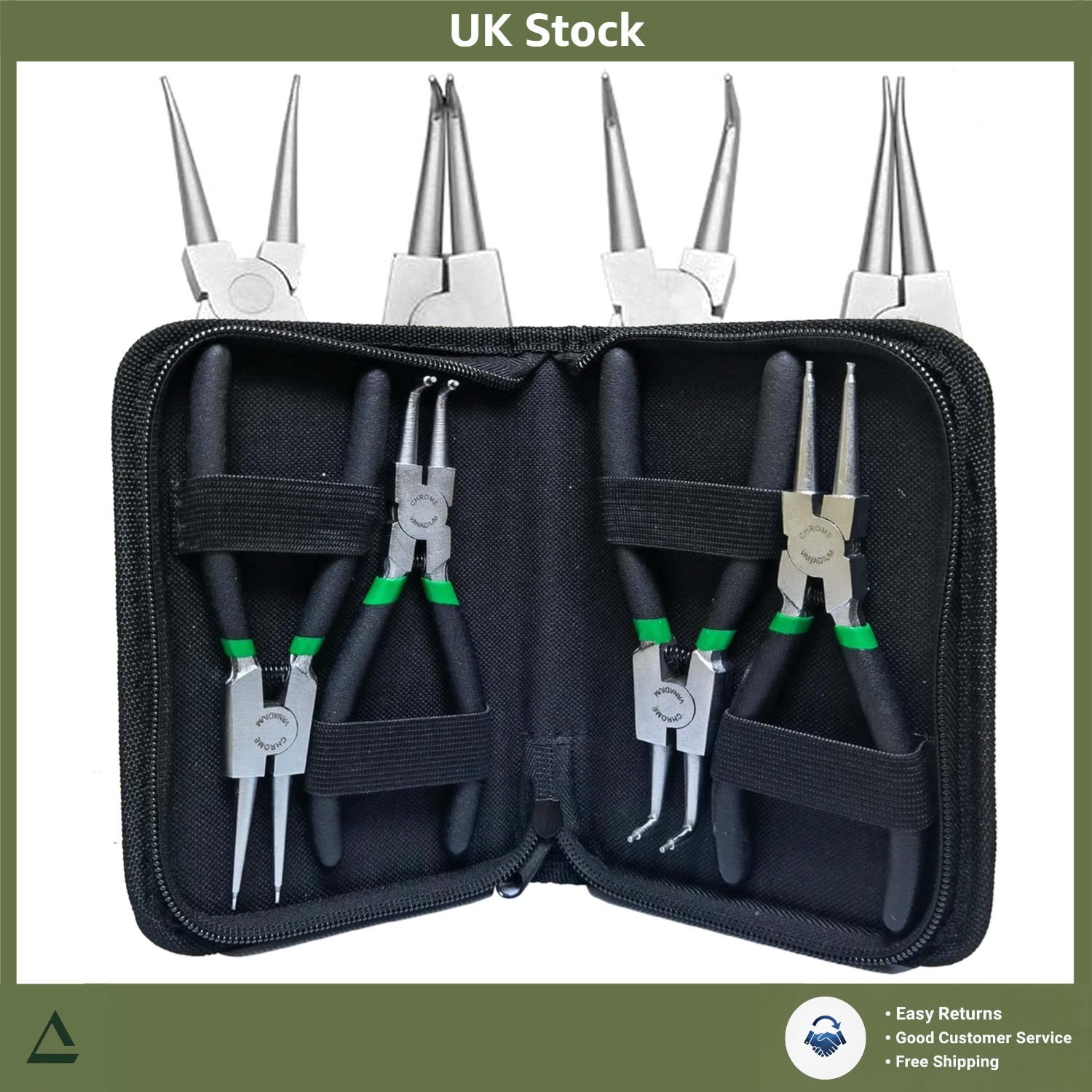 6"" Circlip Pliers Set 4pc Internal/External Snap Ring Retaining Kit