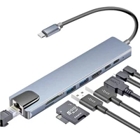 USB-C Hub 8-in-1 4K HDMI RJ45 SD TF PD Fast Charge Adapter MacBook Pro
