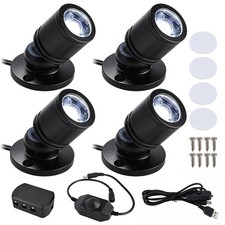Dimmable Mini Spotlight, 4-Pack Daylight 6400K, USB Powered Accent Lighting f...