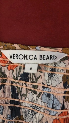 Veronica Beard Floral Top Long Raglan Sleeve Size 8 V Neck Buttons Luxury Blouse - Picture 9 of 16