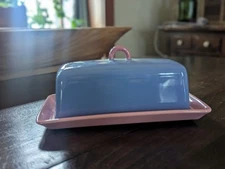 Lindt Stymeist Colorways Blue/Periwinkle & Rare Pink Covered Butter Dish Japan