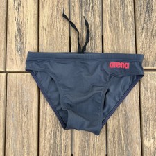 Arena men asphalt grey coral logo team Swim Brief bikini swimwear size 30