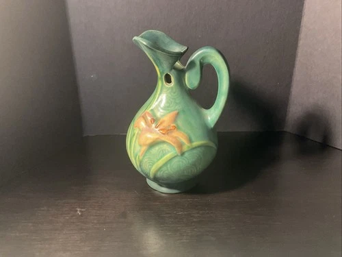 Vintage Roseville Zephyr Lily Green 1946 Vintage MCMPottery Ewer 22-6