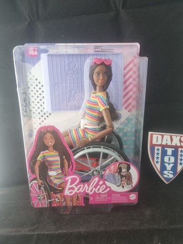 Mattel Barbie 166 Fashionistas Doll with Wheelchair Crimped Brunette Hair - 第 2/4 張圖片