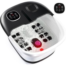 5 in 1 Heated Foot Spa W/ Bubbles Vibration Pedicure Stone Removable Rollers