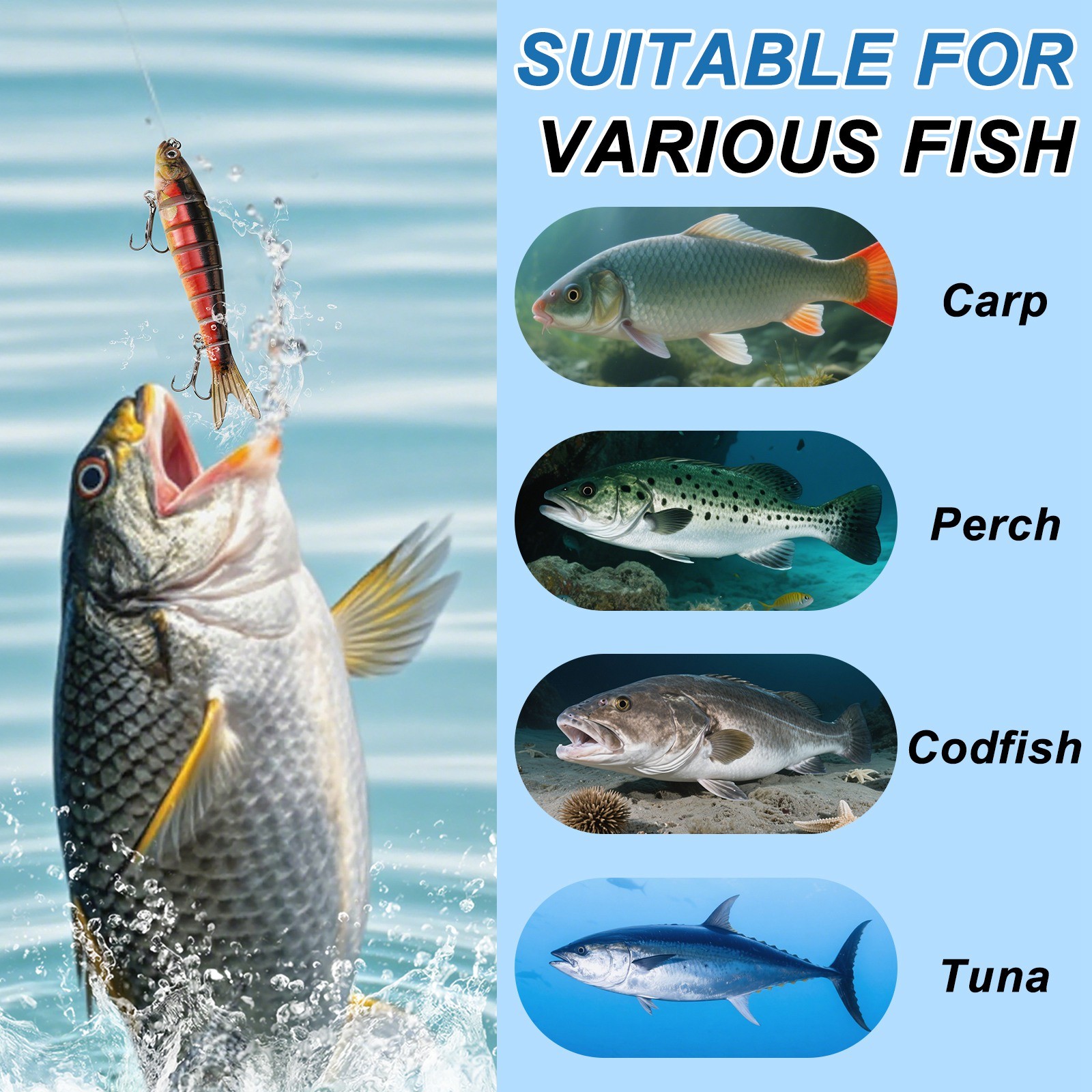 5pcs 3D Fish Sharp Hooks Lifelike Fishing Lures Multi-Jointed Swimbait for Bass - Image 5