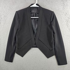 BCBGMAXAZRIA Womens Black Cropped Open Front Blazer Jacket XS