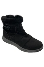 Clarks Cloudsteppers Women's Faux Fur Ankle Boots Breeze Cozy Black