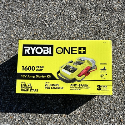 #ad RYOBI ONE 18V 1600A Cordless Jump Starter Kit w Battery Charger LED P7110 NEW $149.99