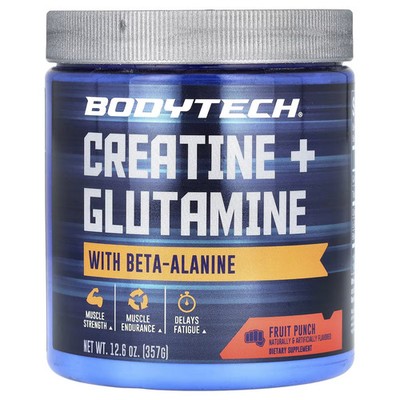2 X BodyTech, Creatine + Glutamine with Beta-Alanine, Fruit Punch, 12.6 oz (357