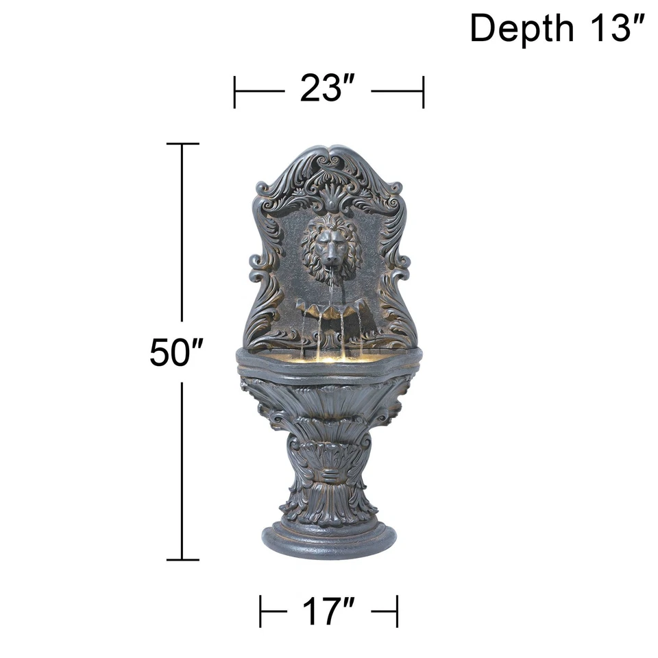 Imperial Lion Acanthus Rustic Outdoor Floor Wall Water Fountain LED Light 50" - Image 4 of 4