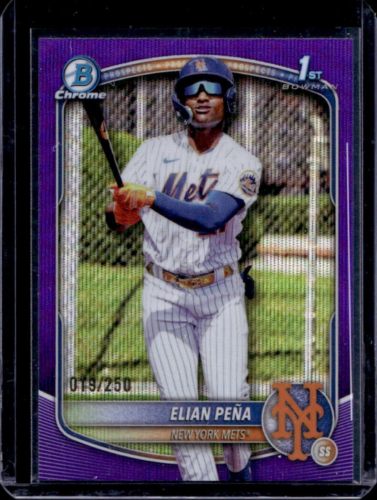 2025 Bowman Chrome Elian Pena Purple Wave Refractor 1st #79/250 Mets