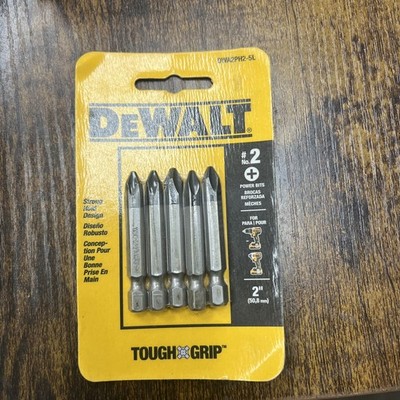 Dewalt Tough Grip #2 Power Bits x 2'' 5pc Strong Hold Design Model DWA2PH2-5L