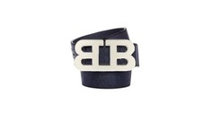 Bally 6239334 Men's Mirror Buckle Reversible Midnight Blue Belt EU 120/US 47