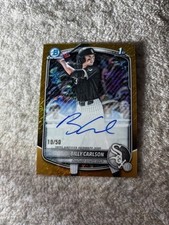 Billy Carlson 2025 1st Bowman Chrome Draft GOLD Refractor Rookie Auto SP RC /50
