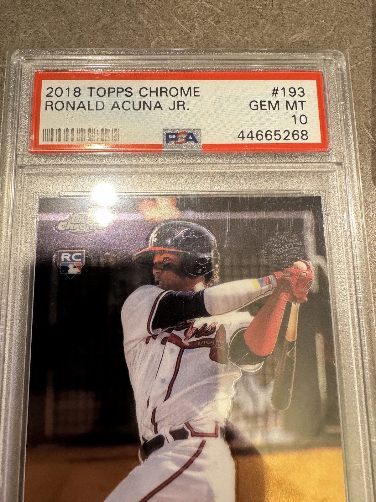 2018 Topps Chrome Ronald Acuna Jr. #193 RC Rookie PSA 10 GEM MINT Braves view 2