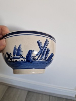 Delfter Blaue Holländische Windmühle Handbemalt Suppenschüssel Delfter Holland 