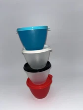 New TUPPERWARE Refrigerator Bowls Stacking Container Set of 4 - 14oz Each