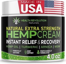 Hemp Cream Maximum Strength - Soothes Muscles, Joints, Feet, Nerve, Back, Kne...