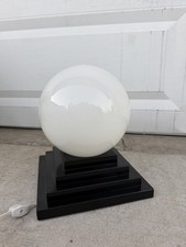 Modern Industrial Glass White Sphere Globe Table Lamp Round With Base As Is