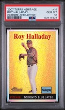 Roy Halladay #'d /558 PSA 10 - 2007 Topps Heritage Chrome Refractor SP HOF