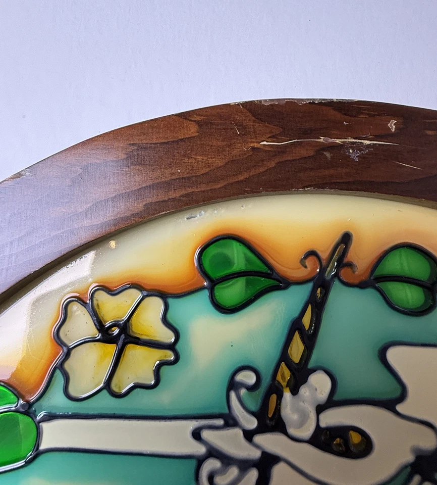 Vintage ✨Unicorn✨ Stained Glass Arch Mirror Wall Art Decor Fairytale  - Image 3 of 4