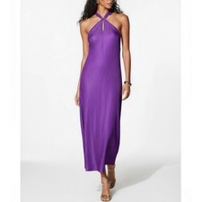 $365 NWT SÉZANE Renata Long Silk Dress, Purple, FR42/US10