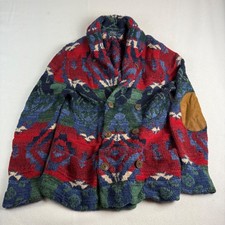 Polo Ralph Lauren Hand Knit Southwestern Shawl Cardigan Red Blue Mens Large L