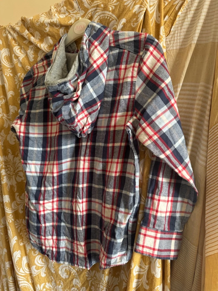 KICKERS CHECKED HOODED SHIRT 8/9 YEARS USED - Image 3 of 4