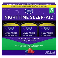 Diphenhydramine HCl 50mg Sleep Aid Liquid 3-Pack x 12oz Compare ZzzQuil Exp-1/28