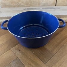 Blue Enamel Starmer Pot Used Condition 11.5cm Depth  27cm DiameterUsed Condition