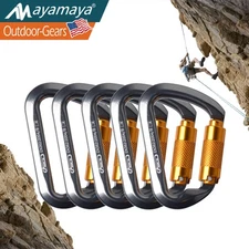 【1-5PCS】30KN Heavy Duty Auto Locking Climbing Carabiner Aluminum D-Ring Clips