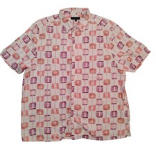 Ted Baker Shirt Mens XL Geometric Print Short Sleeve Button Up Casual