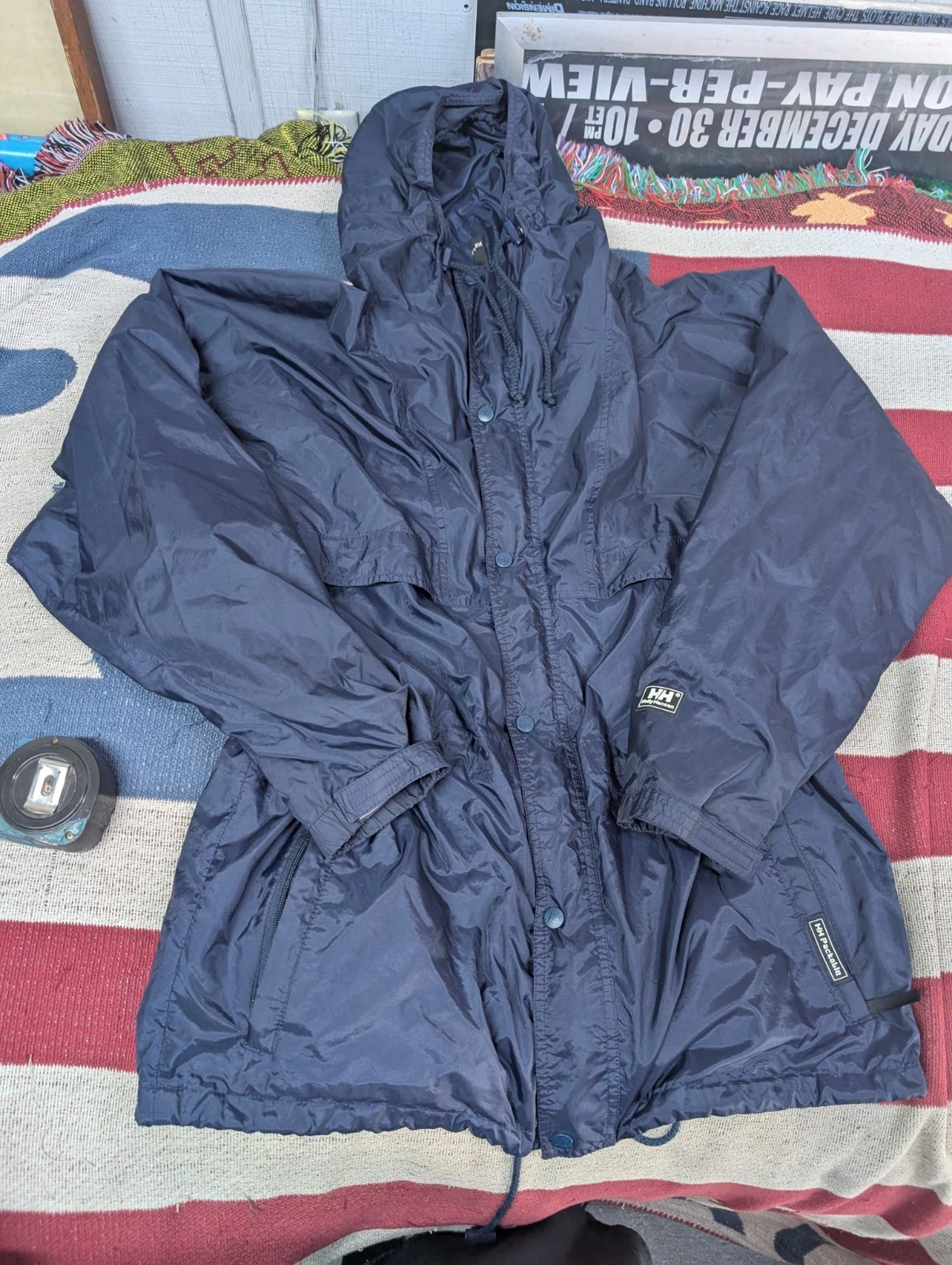 Helly Hansen Packable Jacket Windbreaker Anorak Men's M Blue