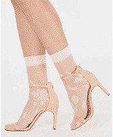 INC Stamped Floral Anklet Fashion Socks, Pink/Cream