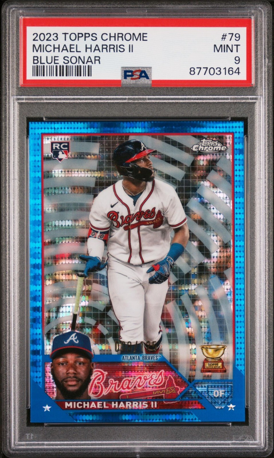 MICHAEL HARRIS II 2023 TOPPS CHROME BLUE SONAR 8/125  RC #79 PSA 9 MINT!!