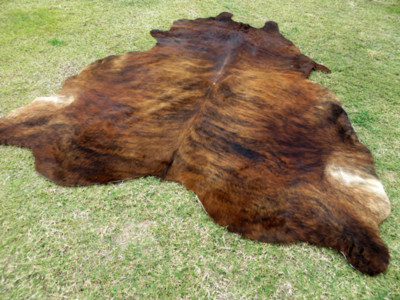 MAKE OFFER !! LARGE BRINDLE BROWN Cowhide Rug natural Cowhides Cow Hide Skin RS
