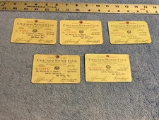1928 - 1932 AAA CHICAGO MOTOR CLUB MEMBERSHIP CARD COLLECTION LOT OF 5 READ