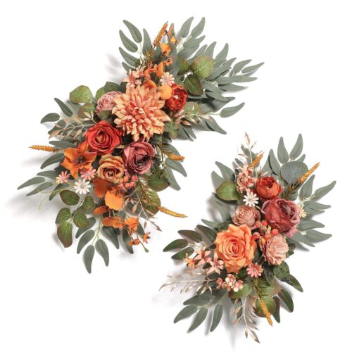 Artificial Wedding Arch Flowers Swag Set of 2 for DIY Fall Wedding Welcome Ce...