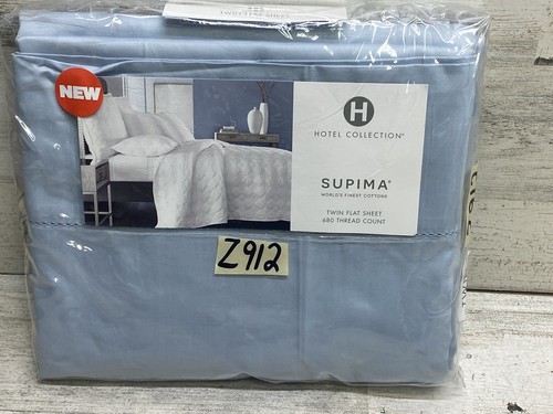 Hotel Collection 680 TC 100% Supima Cotton Twin Flat Sheet Sky Blue New - 第 1/4 張圖片