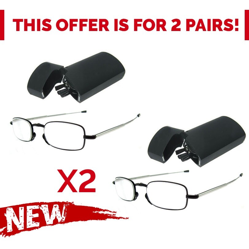 NEW Pair Folding Grant Reading Glasses Men Gun Metal to