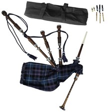 Great Highland Bagpipe   Natural Wood with Pride of Scotland Tartan, Reeds  Bag