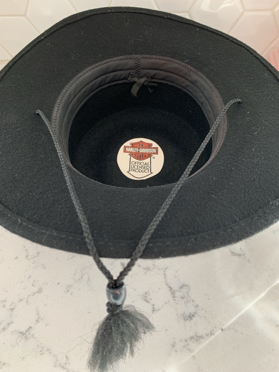 Vintage Harley-Davidson Women\'s Black‎ 100% Wool Bucket Hat USA Size Medium Vintage Harley-Davidson Women main image 2